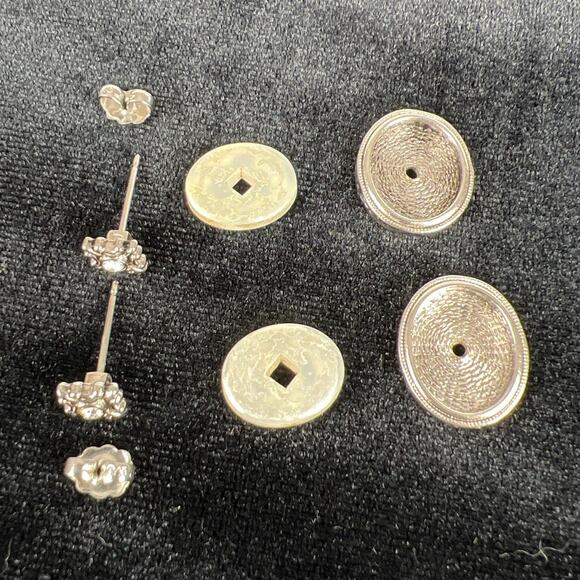 Vintage Avon Pin and Earring Set Earrings can be worn three ways Silver Metal - Picture 5 of 11